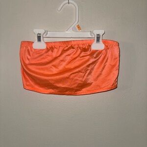 Custom made, exotic dancewear, orange bandeau top OSFM